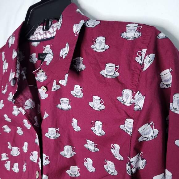 TALBOTS Women's Teacup/Saucer Print Button Down Shirt SMALL - Picture 9 of 13